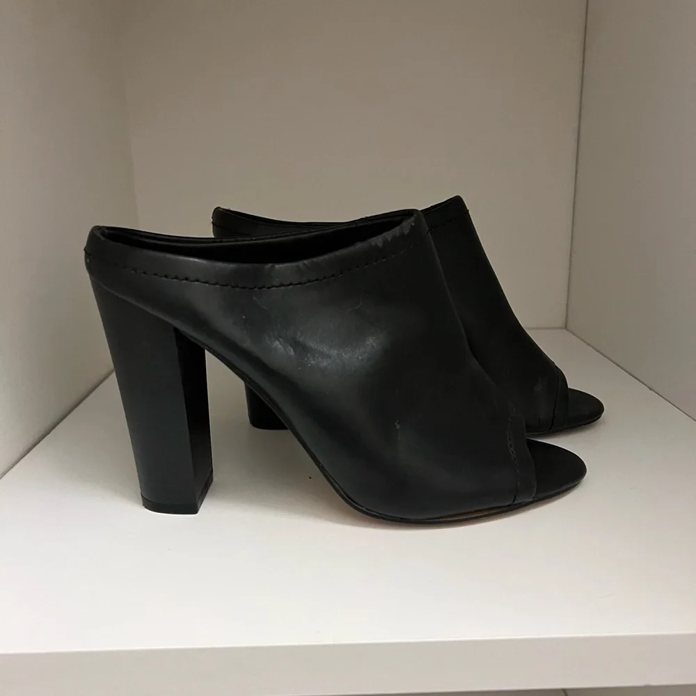 Black high heel open toe mules - Picture 2 of 7